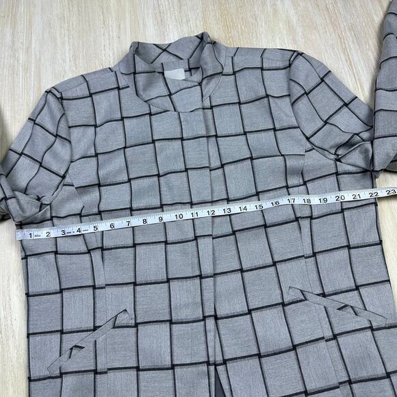 Halogen Gray Checkered Plaid Front Zipper Chic Casual Career Blazer Jacket XL - Picture 12 of 14